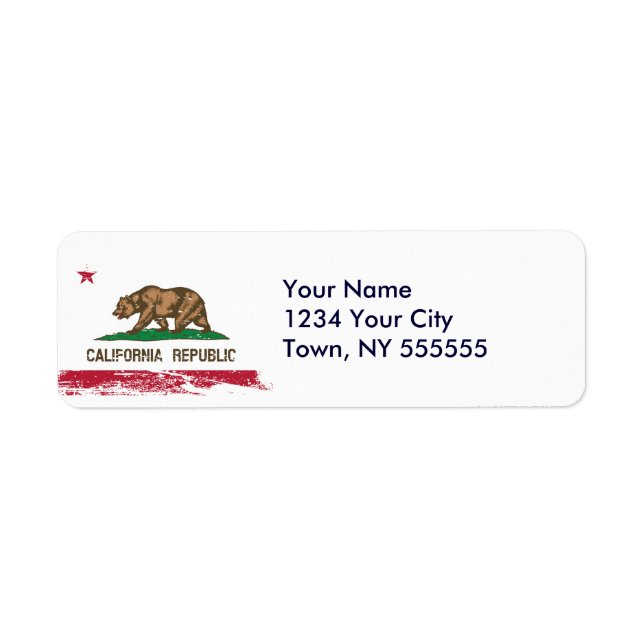 Grunge California State Flag Return Address Label (Front)