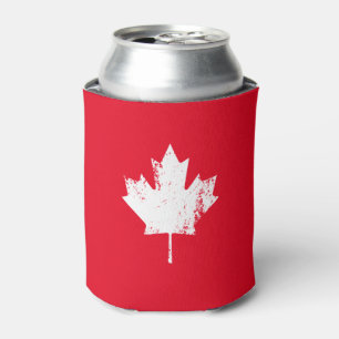 Grunge Canada Flag Maple - Red Distressed Can Cooler