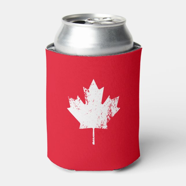 Grunge Canada Flag Maple - Red Distressed Can Cooler (Can Front)