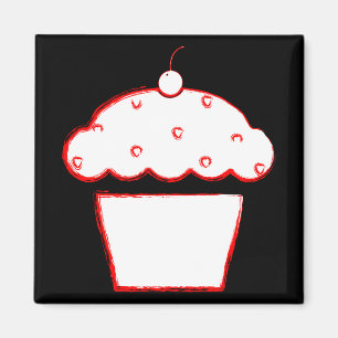 grunge cherry cupcake magnet