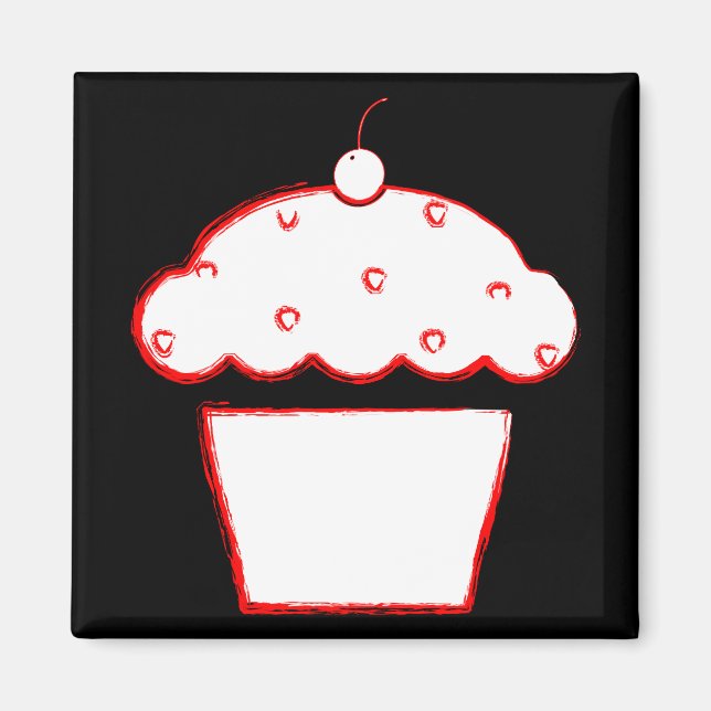 grunge cherry cupcake magnet (Front)