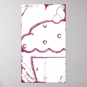 grunge cherry cupcake poster