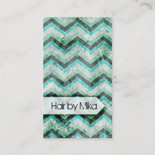 Grunge Chevron teal seafoam Salon stylist Business Card