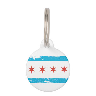Grunge Chicago Flag Pet Tag