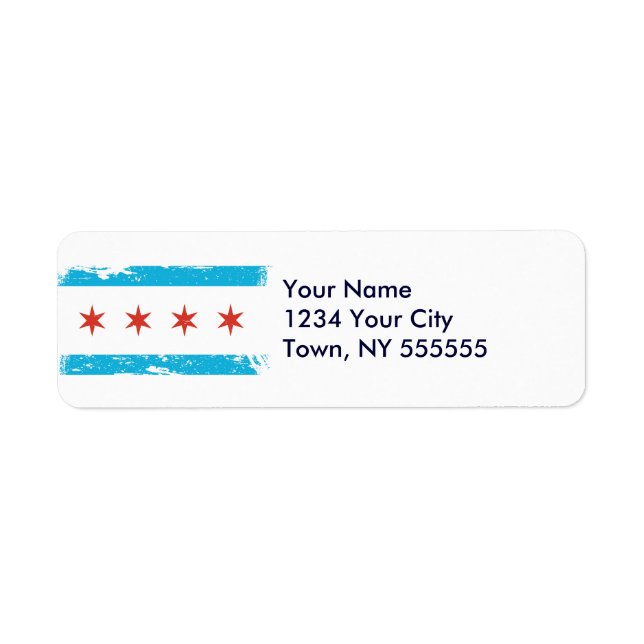 Grunge Chicago Flag Return Address Label (Front)