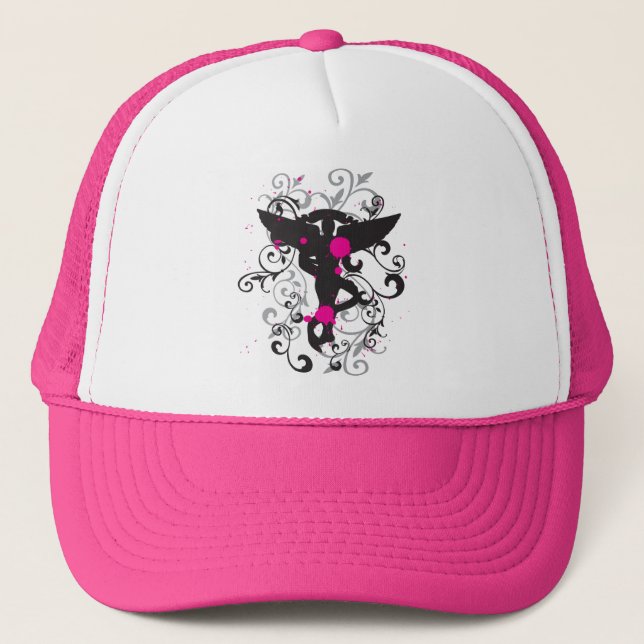Grunge Chiropractic Caduceus Trucker Hat (Front)