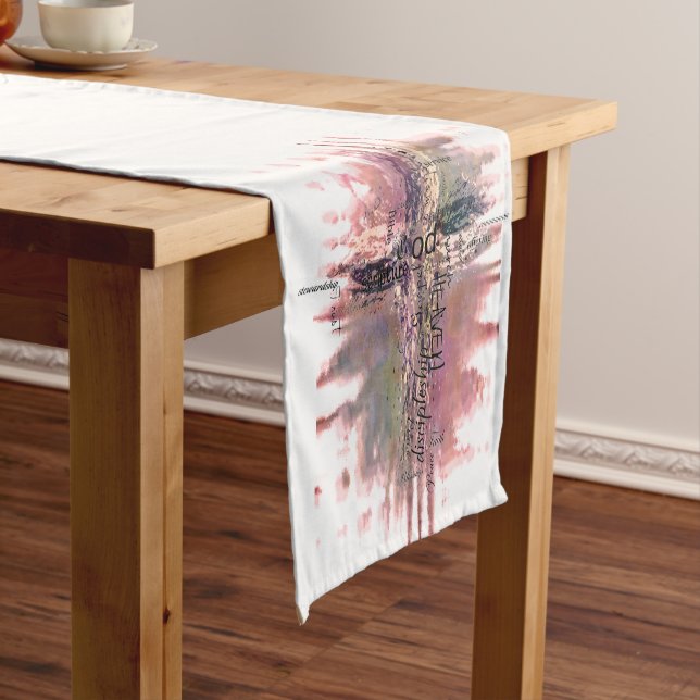 Grunge Christian words cross Short Table Runner (In Situ)