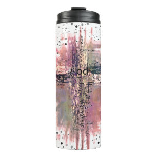 Grunge Christian words cross Thermal Tumbler