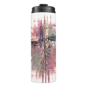 Grunge Christian words cross Thermal Tumbler
