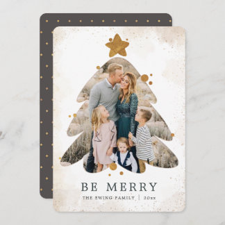 Grunge Christmas Tree Frame Photo card