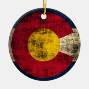 Grunge Colorado Flag Ceramic Ornament