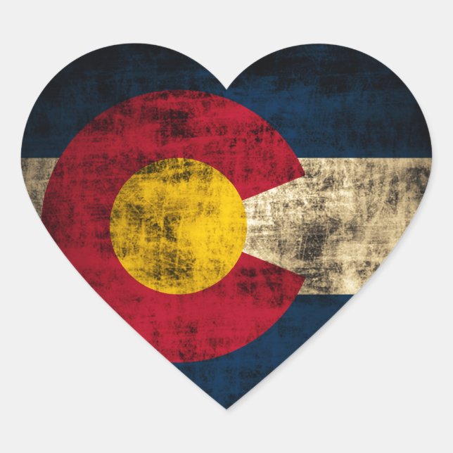 Grunge Colorado Flag Heart Sticker (Front)