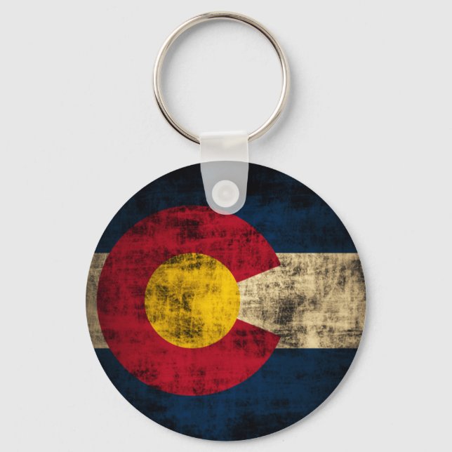 Grunge Colorado Flag Key Ring (Front)