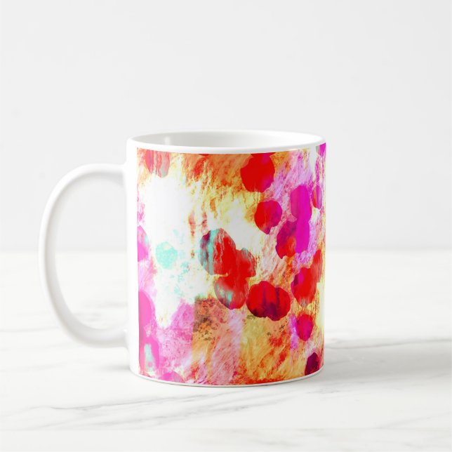 Grunge colour dot texture background coffee mug (Left)