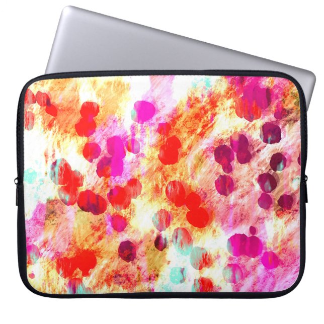 Grunge colour dot texture background laptop sleeve (Front)