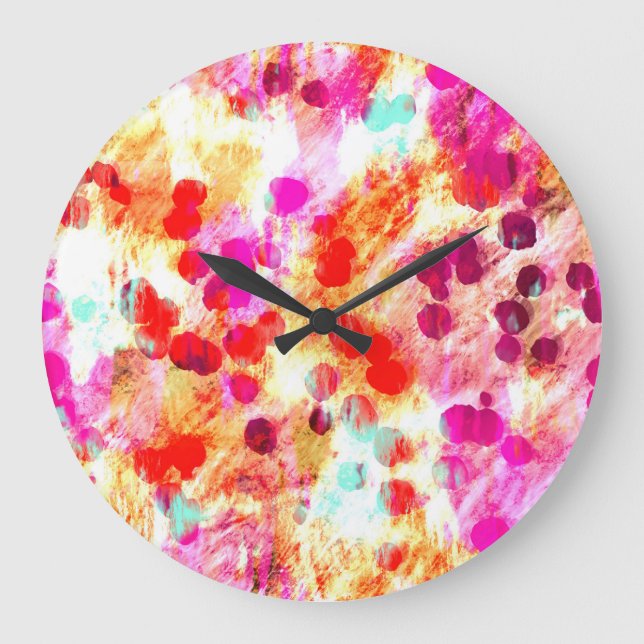 Grunge colour dot texture background large clock (Front)