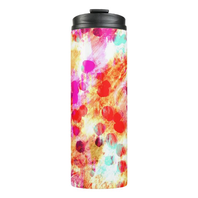 Grunge colour dot texture background thermal tumbler (Front)