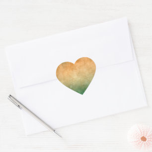 Grunge Colours - Orange & Green Heart Sticker