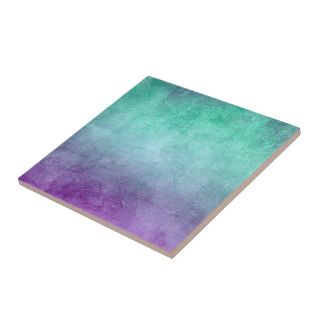 Grunge Colours - Teal & Purple Ceramic Tile (Side)