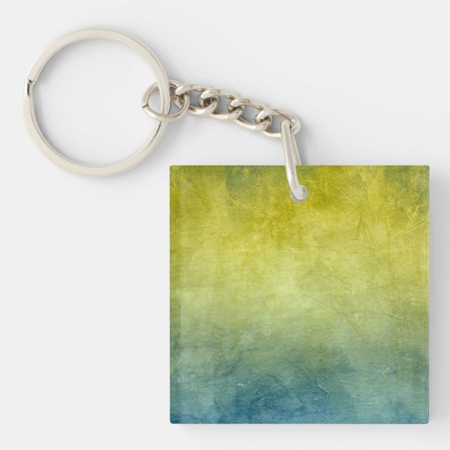 Grunge Colours - Yellow & Blue Key Ring (Front)