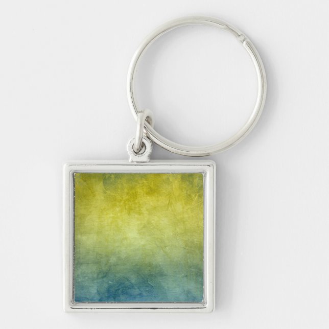 Grunge Colours - Yellow & Blue Key Ring (Front)
