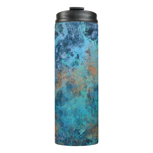Grunge Copper Patina and Turquoise Distressed Thermal Tumbler (Front)
