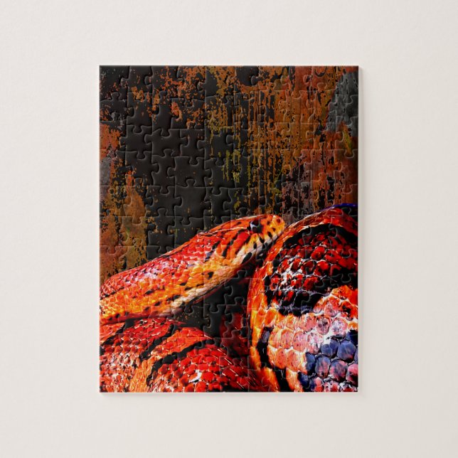 Grunge Corn Snake Coiled Jigsaw Puzzle (Vertical)