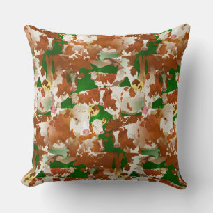 Grunge Cows Grazing Background Cushion