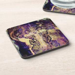 Grunge cross and words coaster