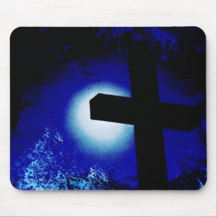 Grunge Cross Moonlight Mouse Pad
