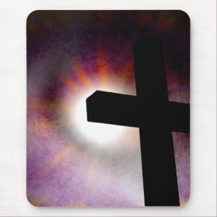 Grunge Cross Sunburst Mouse Pad