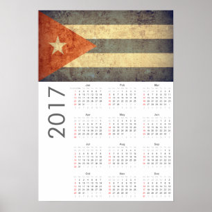 Grunge Cuba Flag Calendar 2017 Poster