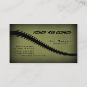 Grunge Curves Business Card, Dark Olive Card