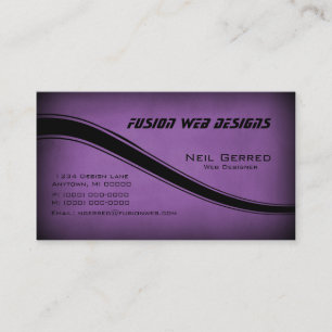 Grunge Curves Business Card, Eggplant Card