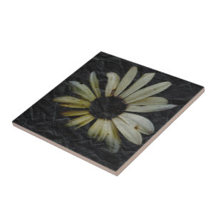 Grunge Daisy Ceramic Tile