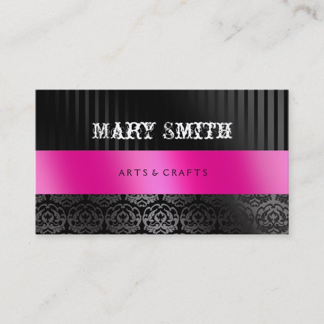 Grunge Damask Business Card 2 Sided (Front)
