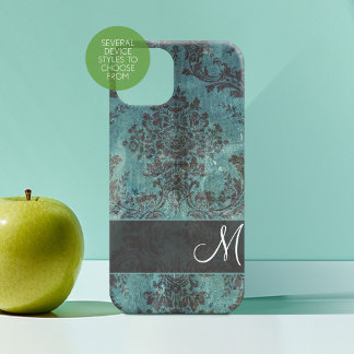 grunge damask Pattern with Monogram Case-Mate iPhone 14 Case