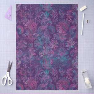 Grunge Damask Purple Violet Hot Pink Turquoise Tissue Paper
