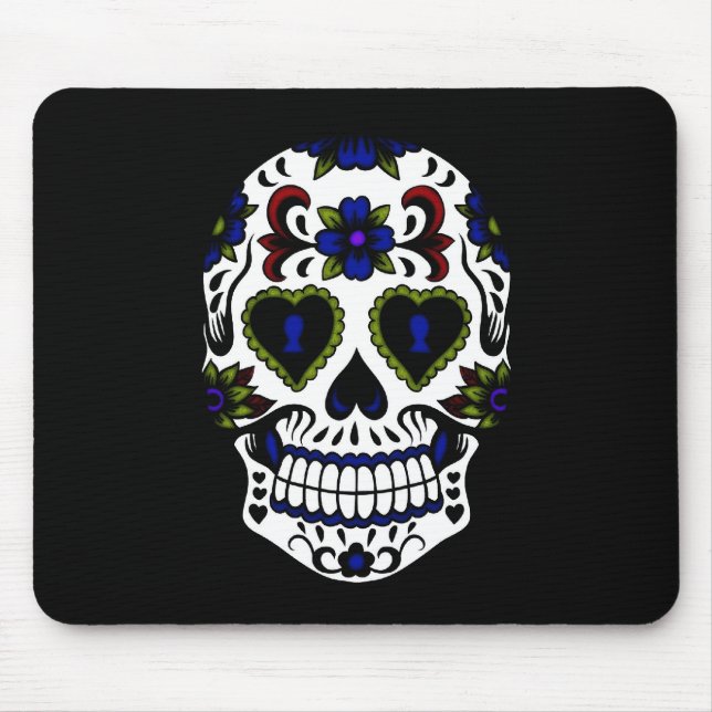 Grunge Day of the Dead Blue & Red Mouse Pad (Front)