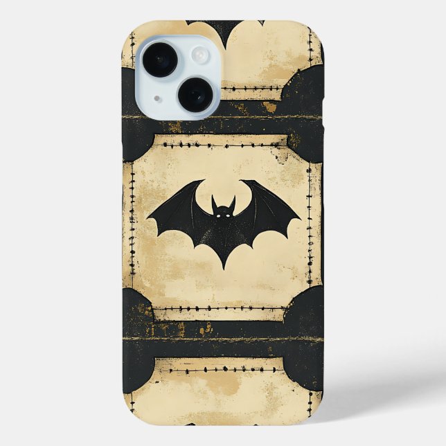 Grunge Denim Halloween Patchwork with Bats (2) Case-Mate iPhone Case (Back)