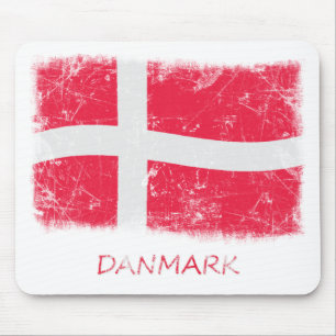 Grunge Denmark Flag Mouse Pad