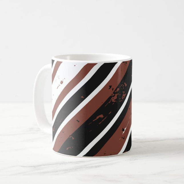 Grunge Diagonal Striped Abstract Design Coffee Mug (Front Left)