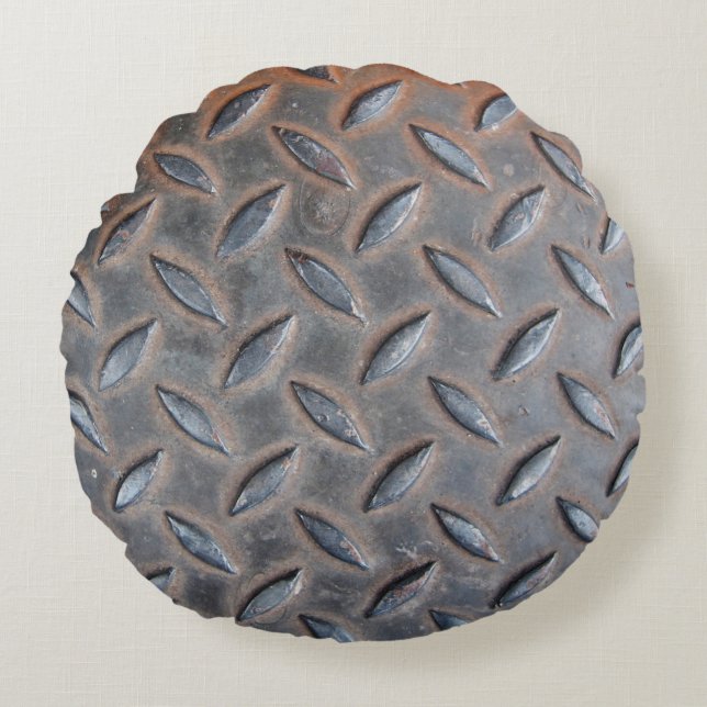 grunge diamond metal background, Welded steel surf Round Cushion (Front)