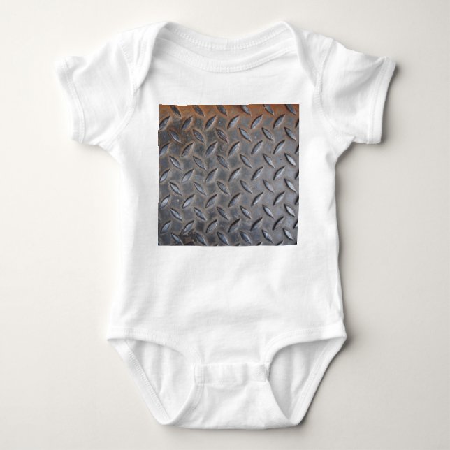 Grunge diamond metal, welded steel texture. baby bodysuit (Front)