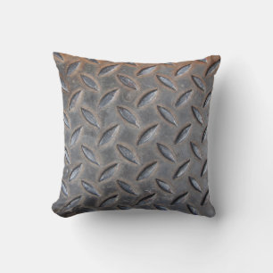 Grunge diamond metal, welded steel texture. cushion