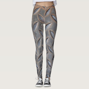 Grunge diamond metal, welded steel texture. leggings