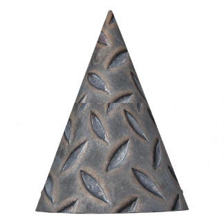 Grunge diamond metal, welded steel texture. party hat