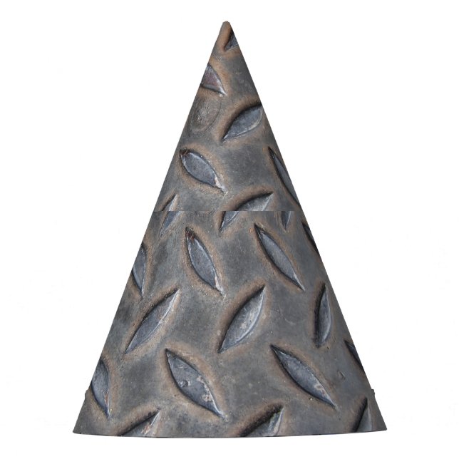 Grunge diamond metal, welded steel texture. party hat (Front)
