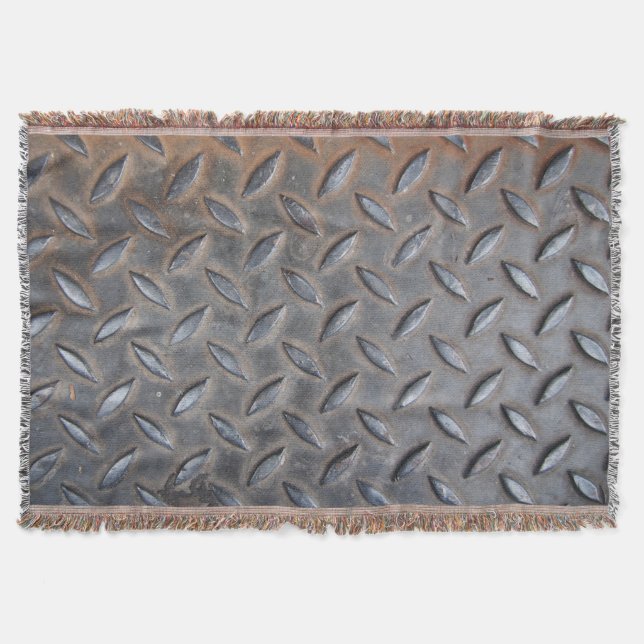 Grunge diamond metal, welded steel texture. throw blanket (Front)