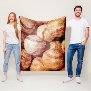 Grunge Dirty Vintage Worn Baseball Sport Balls Fleece Blanket